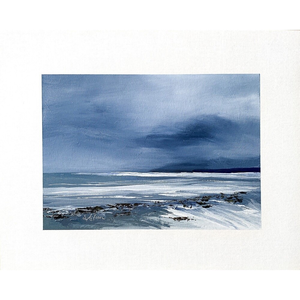 8x10 Original Seascape Oil Painting Coastal Evening Storm Moody Ocean Art Signed